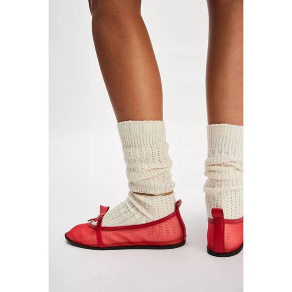 Free People Bow Mania  Leather Flats Ballet Shoes in Red NIB NEW Sz 9 $98 MSRP - Picture 9 of 10